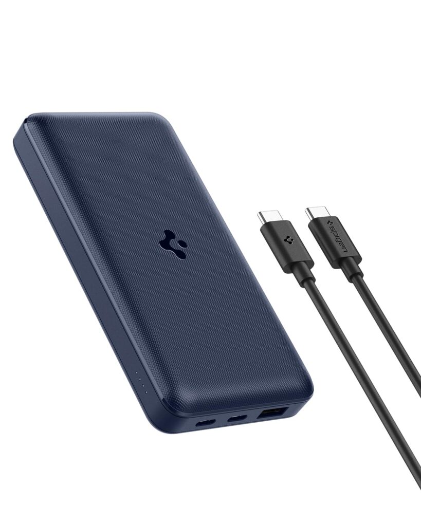 Spigen ArcPack 20000mAh Power Bank, PD3.0, PPS, Fast Charging, 30.0W Max Output, 2 Type-C Ports, 1 USB-A Port - (ABS+PC, Navy Blue)