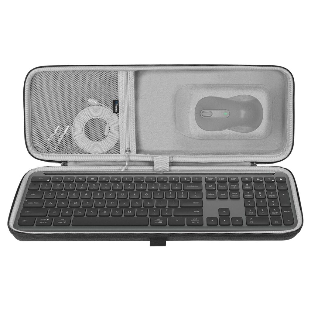 Geekria Keyboard and Mouse Combo Carrying Case, Hard Shell Travel Replacement Case for Logitech MK955 / K950 Signature Slim Wireless Keyboard and Mouse Combo (Dark Grey)