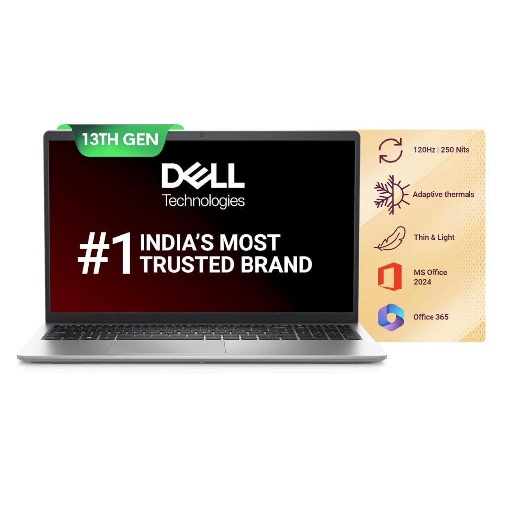 Dell Inspiron 3530, Intel Core i5 13th Gen - 1334U, 16GB RAM, 1TB SSD, FHD 15.6"/39.62 cm, Windows 11, MSO'24, Silver, 1.62kg, Backlit Keyboard, 15 Month McAfee, Thin & Light Laptop