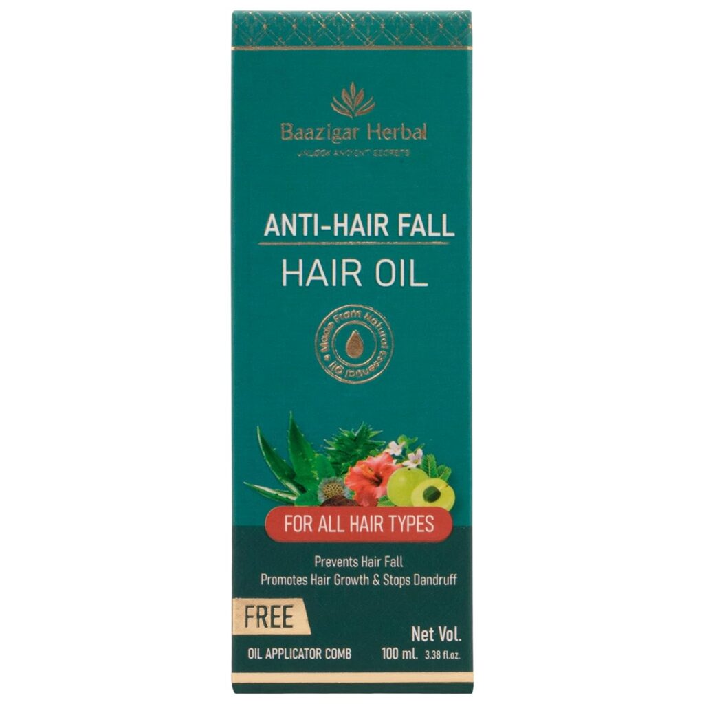 BAAZIGAR | Anti Dandruff Ayurvedic Hair Oil for Men & Women | Hair Fall Prevention, Promotes Hair Growth, Treats Premature Grey Hair, with Free Root Applicator
