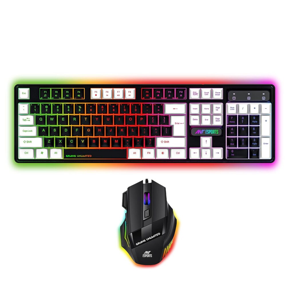 Ant Esports KM 1410 Wired Gaming Keyboard and Mouse Combo, RGB LED Backlit, 25 Keys Anti-ghosting Water Resistant Membrane Keyboard