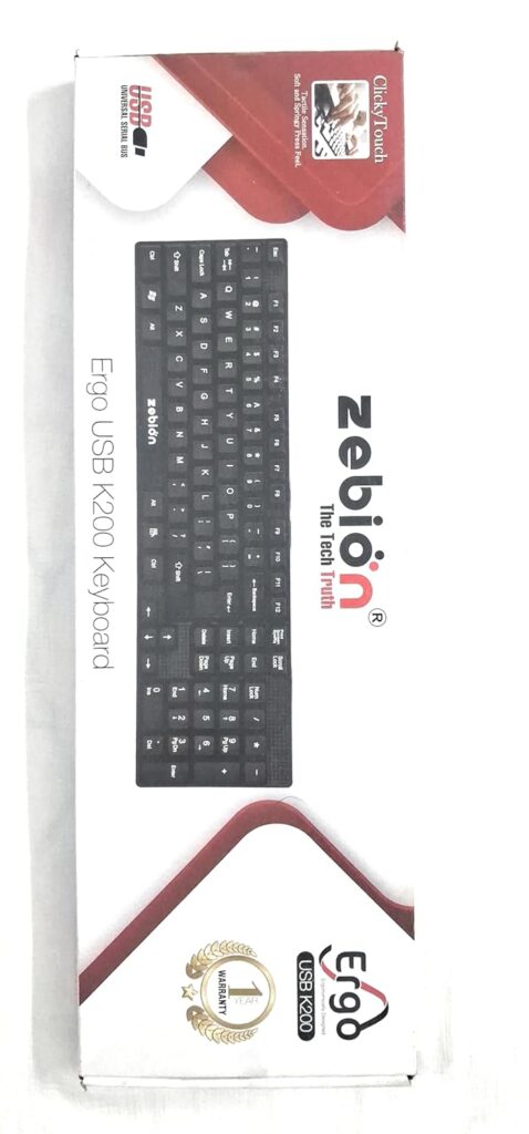 K200 USB Wired Keyboard, Full Size, Black