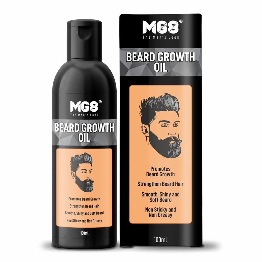 MG8 Beard Oil For Men Fast Growth | Promotes Beard Growth, Repairs Damaged Hair, Strengthen Beard Hair, Smooth, Shiny & Soft Beard, Non Sticky & Non Greasy Beard Growth Oil 100 Ml