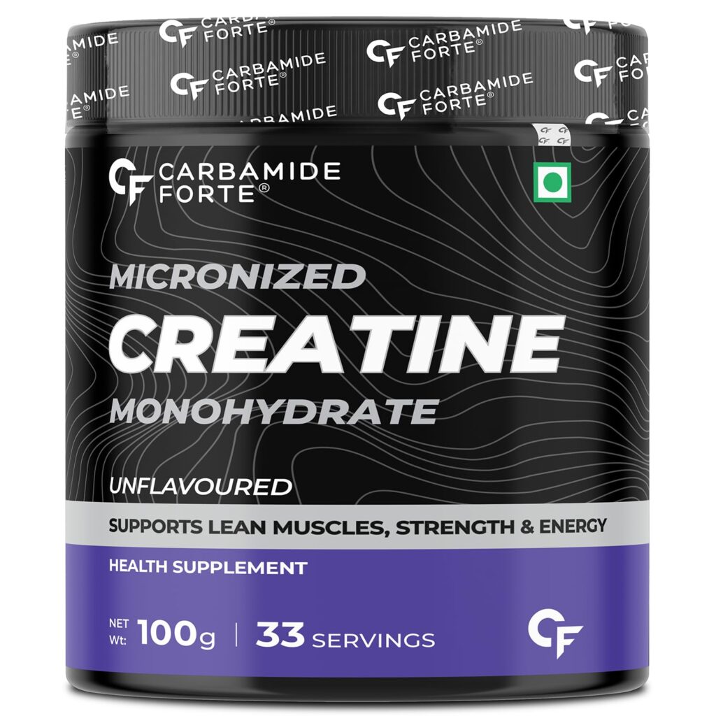 Carbamide Forte Creatine Mono Hydrate Powder | Micronized Monohydrate 100gm | Creatine Supplement for Lean Muscle Volumization, Strength & Energy - Unflavoured Powder - 33 Servings - 100g