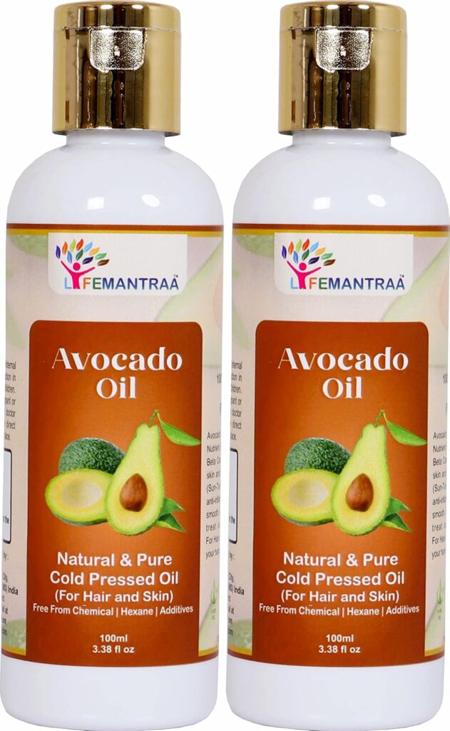 Lifemantraa Natural Pure Cold Pressed Avocado Oil for Hair, Face, Skin, Body Massage - 200ml (Pack of 2)