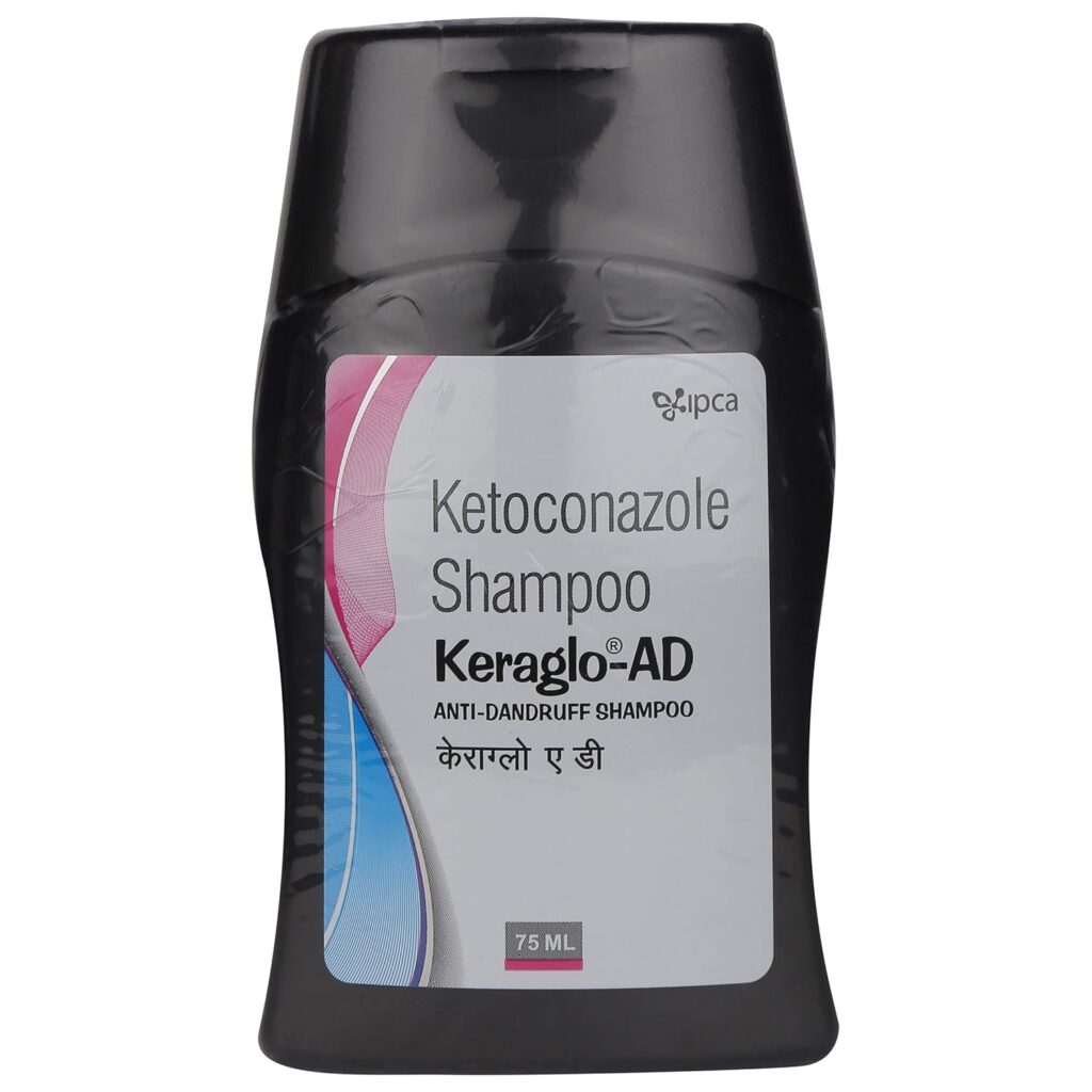 IPCA Keraglo-AD - Bottle of 75ml Anti-Dandruff Shampoo with Ketoconazole