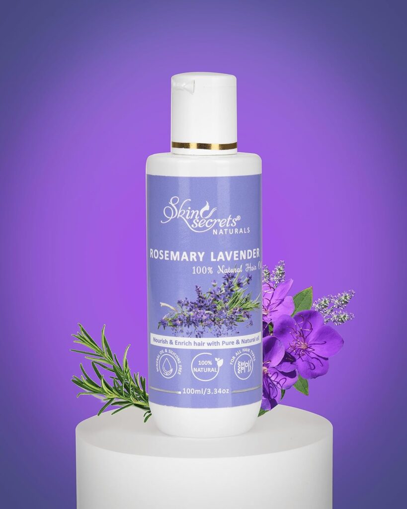 Skin Secrets 100% cold pressed Hair Oil| 100% natural, Mineral & Silicone Free (Rosemary Lavender, 100ml)