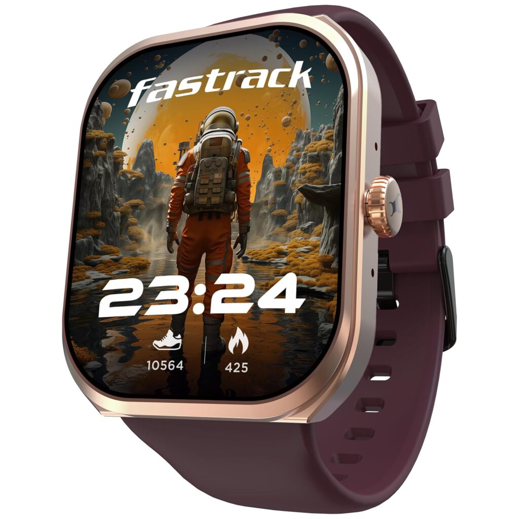 Fastrack Limitless FS2+ Smart Watch, 2.01" UltraVU Display, Functional Crown, SingleSync BT Calling, 110+ Sports Modes, 200+ Smartwatch Faces, Upto 7 Day Battery, AI Voice Assistant (Wine Red)