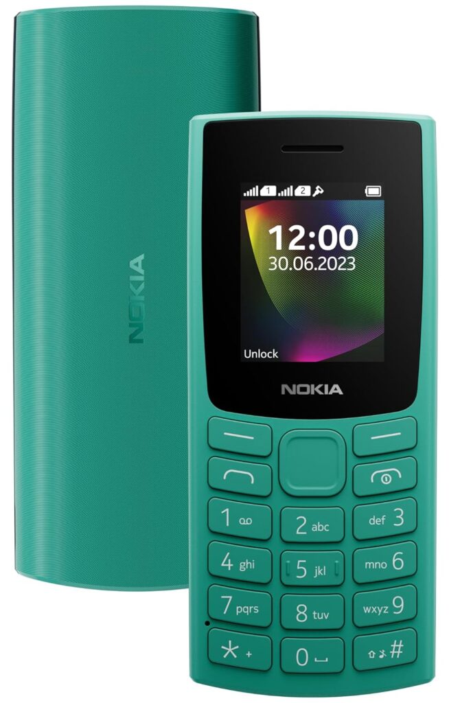 Nokia 106 Dual Sim, Keypad Phone with Built-in UPI Payments App, Long-Lasting Battery, Wireless FM Radio & MP3 Player, and MicroSD Card Slot | Green