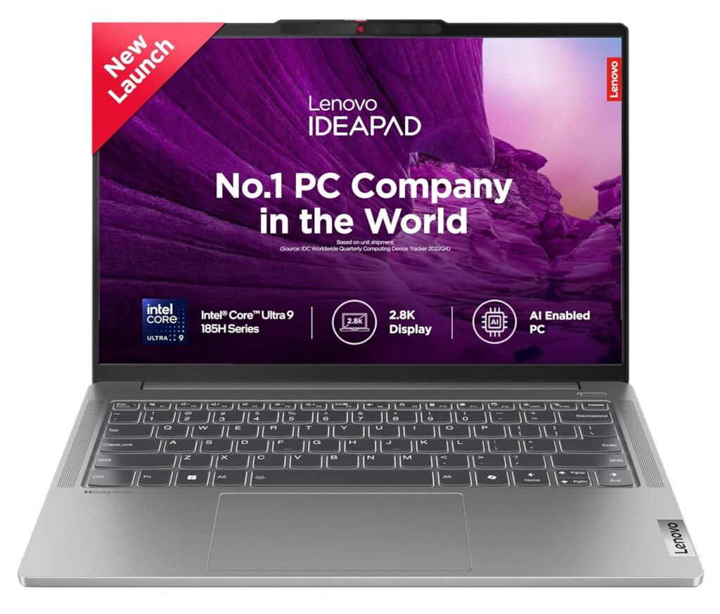 Lenovo IdeaPad Pro 5, Intel Core Ultra 9 185H, 32GB RAM, 1TB SSD, 2.8K-OLED 400Nits 120Hz, 14"/35.5cm, Windows 11, MS Office 21, Grey, 1.4Kg, 83D2001GIN,IntelArc GPU, FHD+IRCam, AI Powered Laptop
