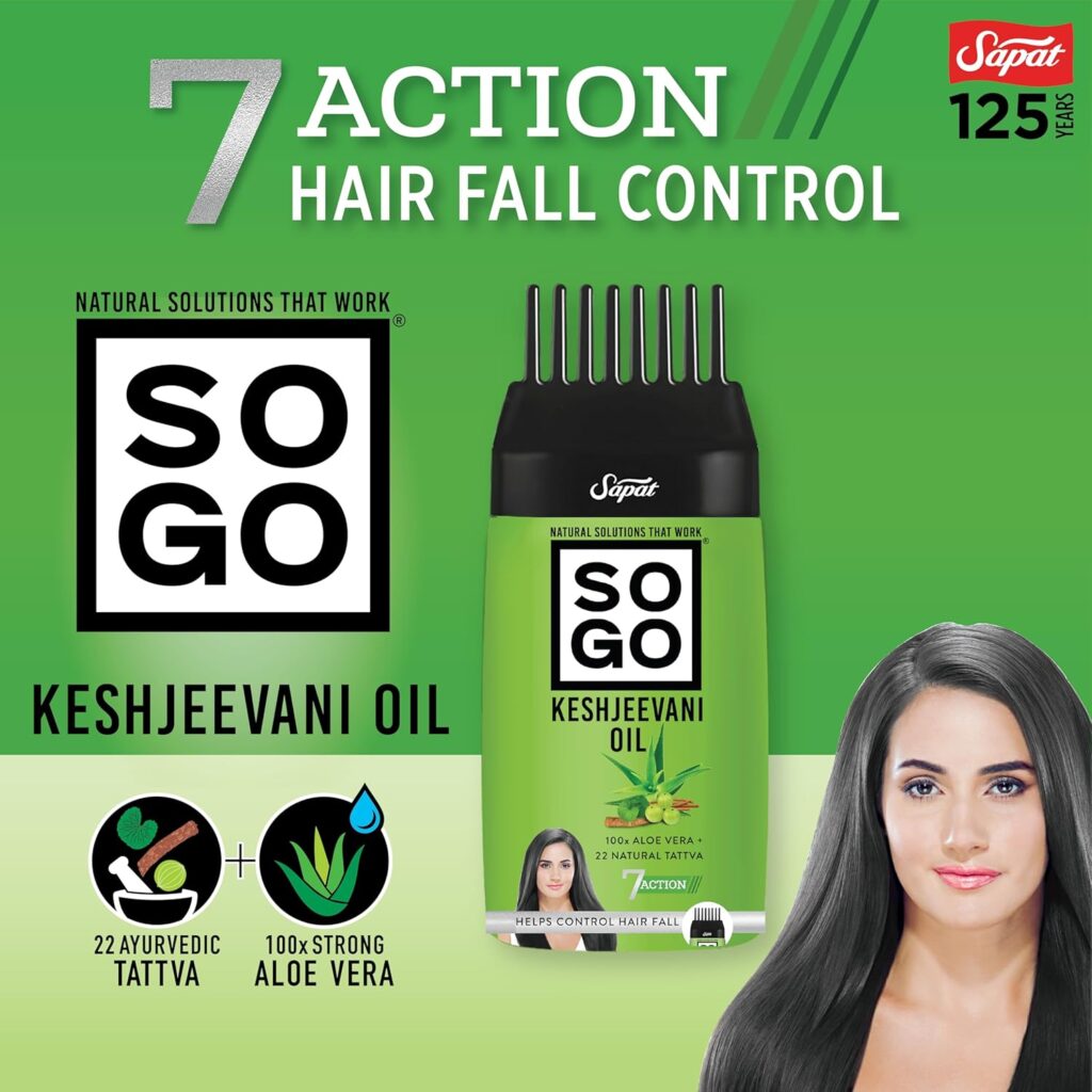 SOGO Keshjeevani Ayurvedic Hair Oil with Hair Applicator|For Hair fall & Dandruff| 22 Natural Ingredients|Made with Kshir Pak Vidhi– 120 ml Pack Of 3