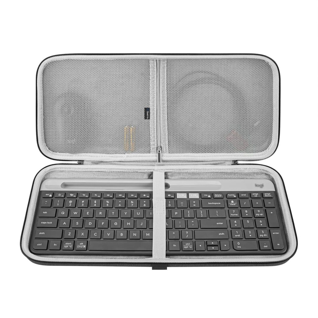 Geekria Keyboard Hard Shell Protective Travel Case, Compatible with Logitech MK470 Slim Wireless Keyboard and Mouse Combo, Logitech MK470, Logitech K585, Logitech K580 (Dark Gray)