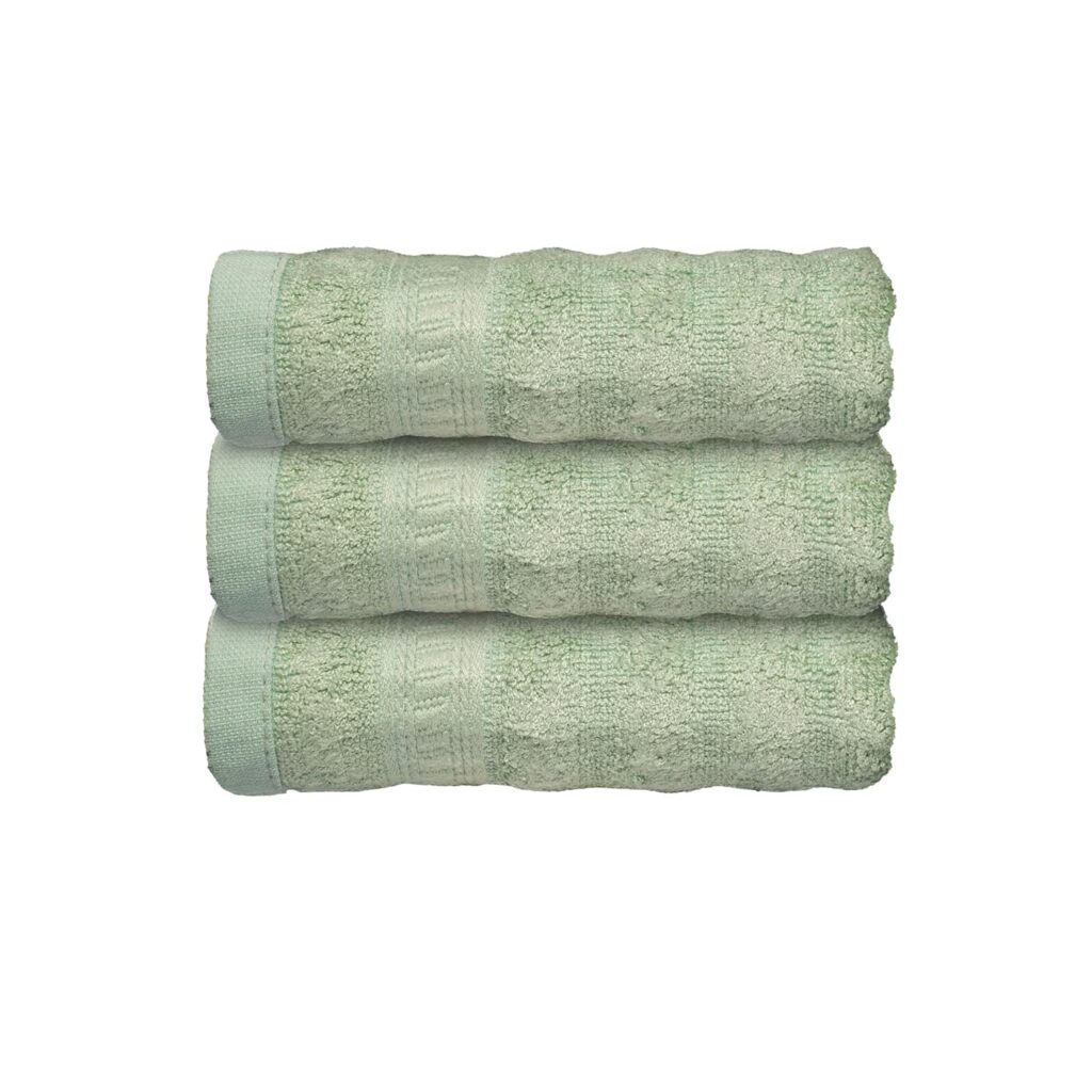 Caimla 100% Bamboo Face Towel – Quick-Dry & Ultra-Soft Towels for Face Wash, Travel & Best for Newborn Babies | 12 x 12 Inches | 550 GSM Pack of 3 (Green)