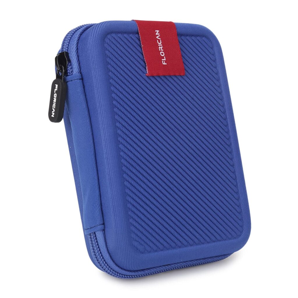 FLORICAN External Hard Drive Case Shell 2.5-Inch Hard Drive Portable Storage Organizer Bag for Earphone USB Cable Mobile Charger Hard Disk - Double Padded WD Seagate Sony Dell Toshiba