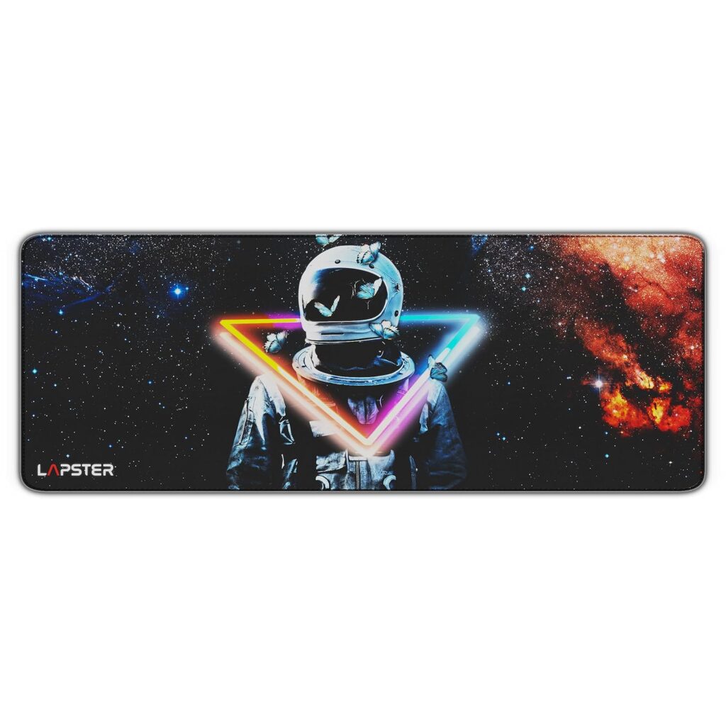 Lapster Astronuat Desk mat (800 mm x 300 mm x 2 mm) Mouse pad Gaming | Mouse mat | Curated Stitched Edges| Non-Slip Rubber Base|Keyboard and Mouse pad for Home & Office(astronuat)