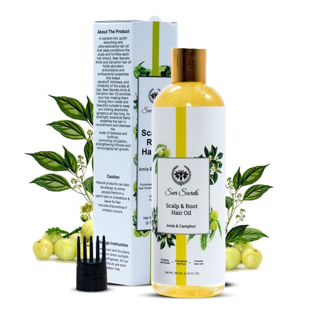 Seer Secrets 100% Natural Amla & Camphor Hair Oil|Anti-Hair Fall, Dandruff |Provides Strength, Softness & Shine with Sesame|Suitable for Men & Women|Pack of 200ML