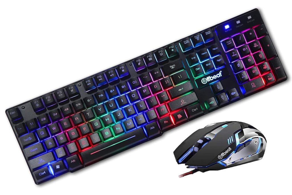 Offbeat® - Slayer RGB Backlit Mechanical Feel Like Wired Gaming Keyboard 19 Anti Ghost Keys and 3200 DPI Gaming 6D Button Mouse Combo, for Computer, Laptop, PC