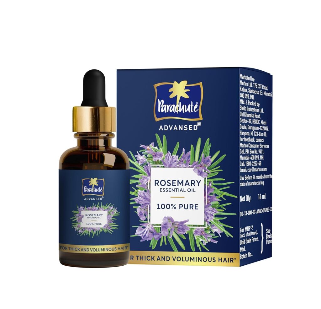 Parachute Advansed Rosemary Essential Oil | 100% Pure | for Thick & Voluminous Hair | Moisturises dry hair, Reduces hair breakage, Improves hair Resilience | 14ml