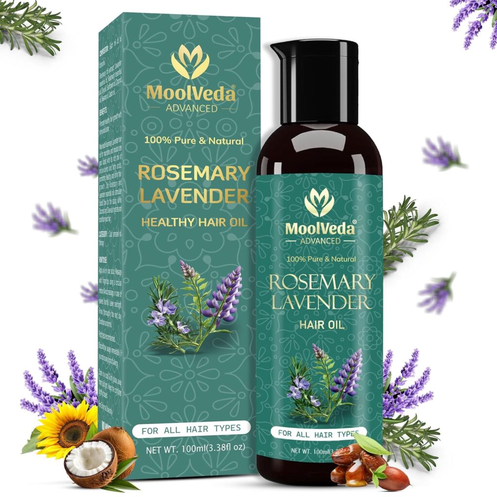Moolveda Lavender Rosemary Hair Oil For Healthy Hair, Scalp Nourishment, Hair Growth - 100% Pure & Natural Undiluted Cold Pressed Oil, 100ml