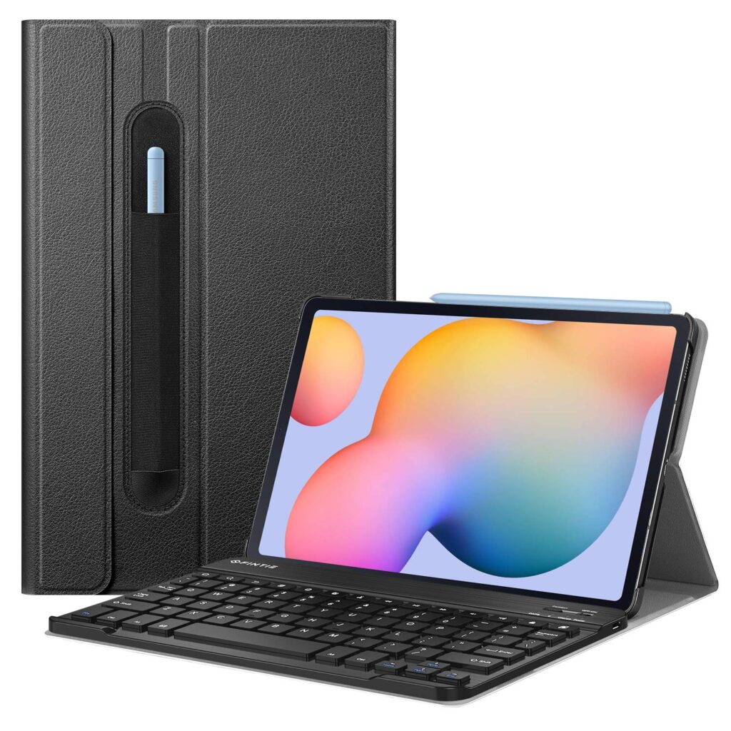ABOUTTHEFIT Keyboard Case for Samsung Galaxy Tab S6 Lite 10.4'' 2020 Model Sm-P610 (Wi-Fi) Sm-P615 (LTE), Slim Stand Cover with Secure S Pen Holder Detachable Bluetooth Keyboard, Black (Atfs6L10409)
