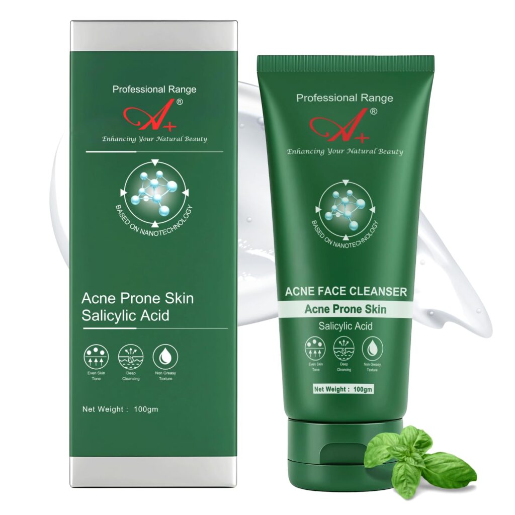 A+ Acne Face Cleanser with 0.5% Salicylic Acid and 2% Niacinamide | Face Wash For Oily & Acne Prone Skin | Sulfate & Paraben-Free | Gentle Cleanser for Men & Women, Dermatologist Tested, 100g