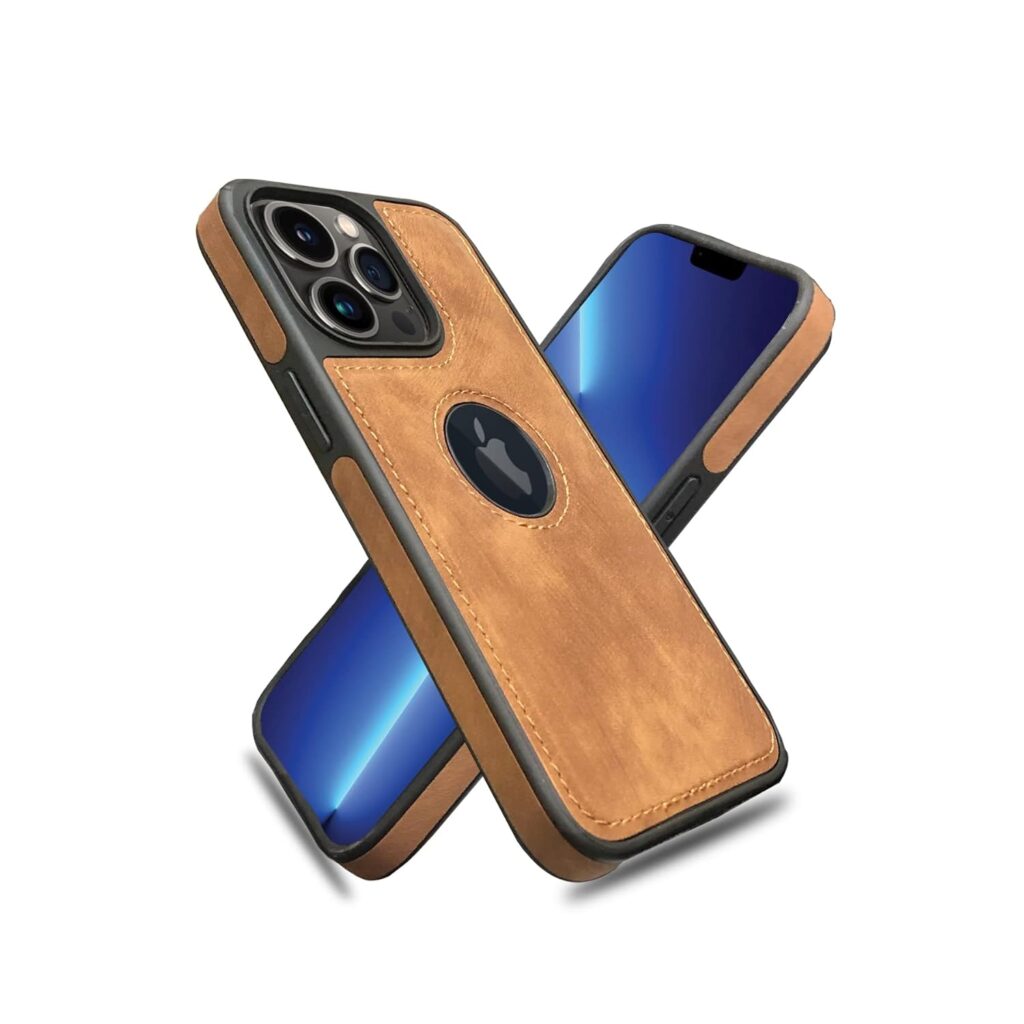 A rtistque Premium Pu Leather Back Cover Case for iPhone 14 Pro Max | Drop Protection | Raised Camera Edges - Brown