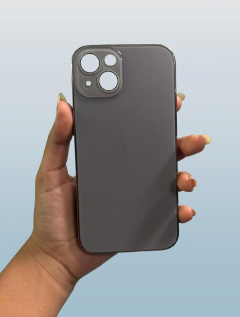 AKRIA Back Cover Compatible with iPhone 15 Plus Acrylic Matte Glass Case with Camera Lens Protection Cover for iPhone 15 Plus (Grey)