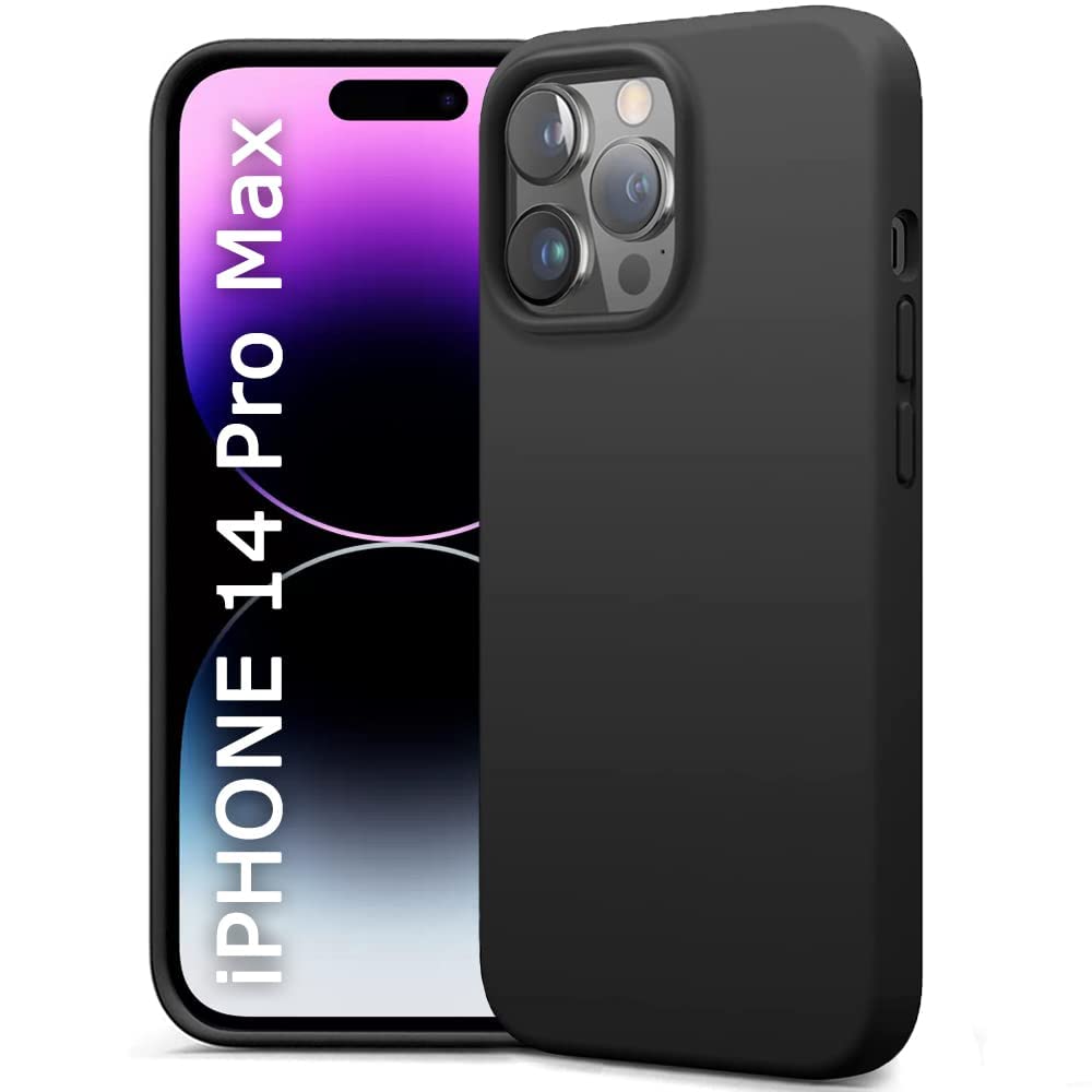 AKSHUD® Black Crystal Clear Back Cover Case | Shockproof Soft TPU Case | Cushioned Edges Camera Protection Bump Back Case for Apple iPhone 14 Pro Max - Black