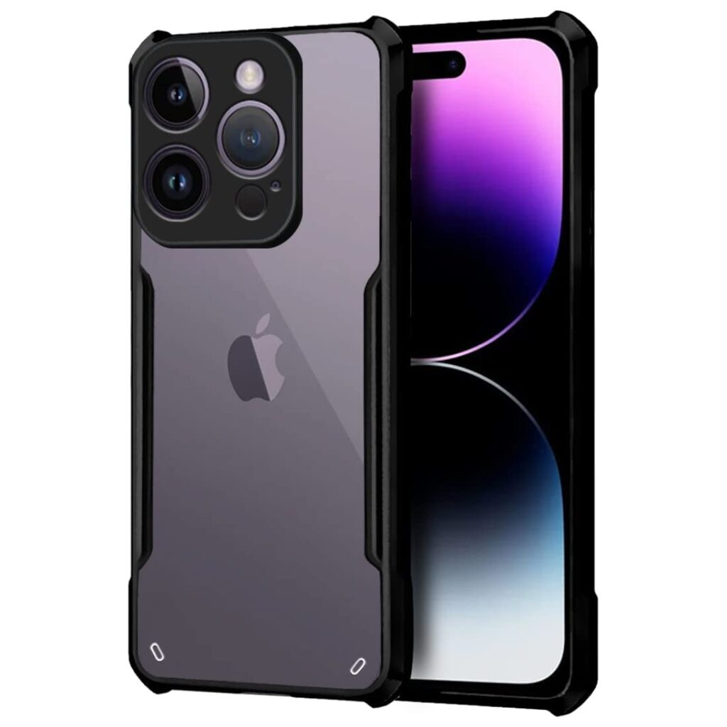 AKSHUD® Transparent Crystal Clear Back Cover Case | Shockproof Soft TPU Case | Cushioned Edges Camera Protection Bump Back Case for Apple iPhone 14 Pro Max - IP