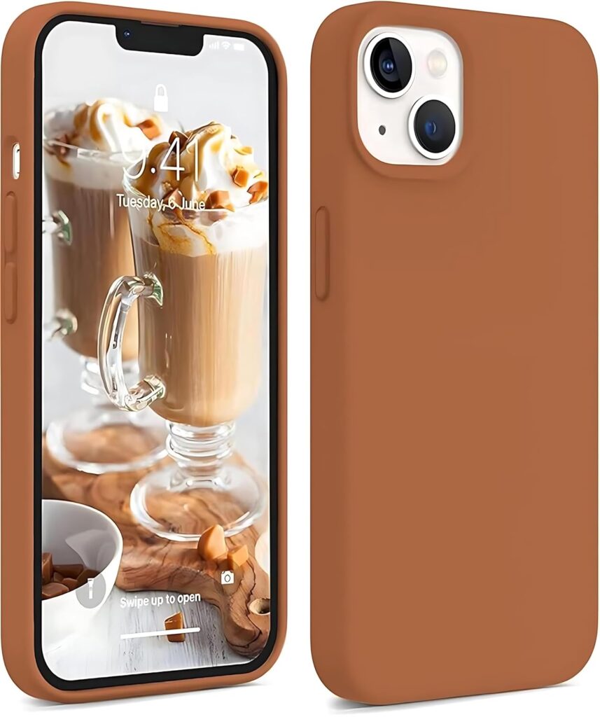 Aa Trendx Back Cover Case Compatible for iPhone 15 Plus/Camera Protection/Hard Edge/Premium Back Case Cover/Liquid Silicone Case (Brown)