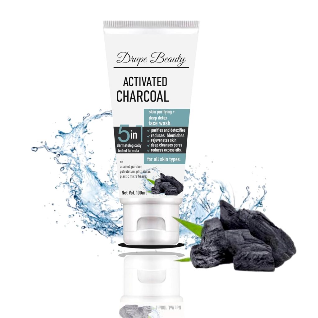 Activated Charcoal Dust Remover Deep Detox Face Wash Purifying - 5 in 1 - Dermatologically tested Formula -100 ml Pack for all Skin Types