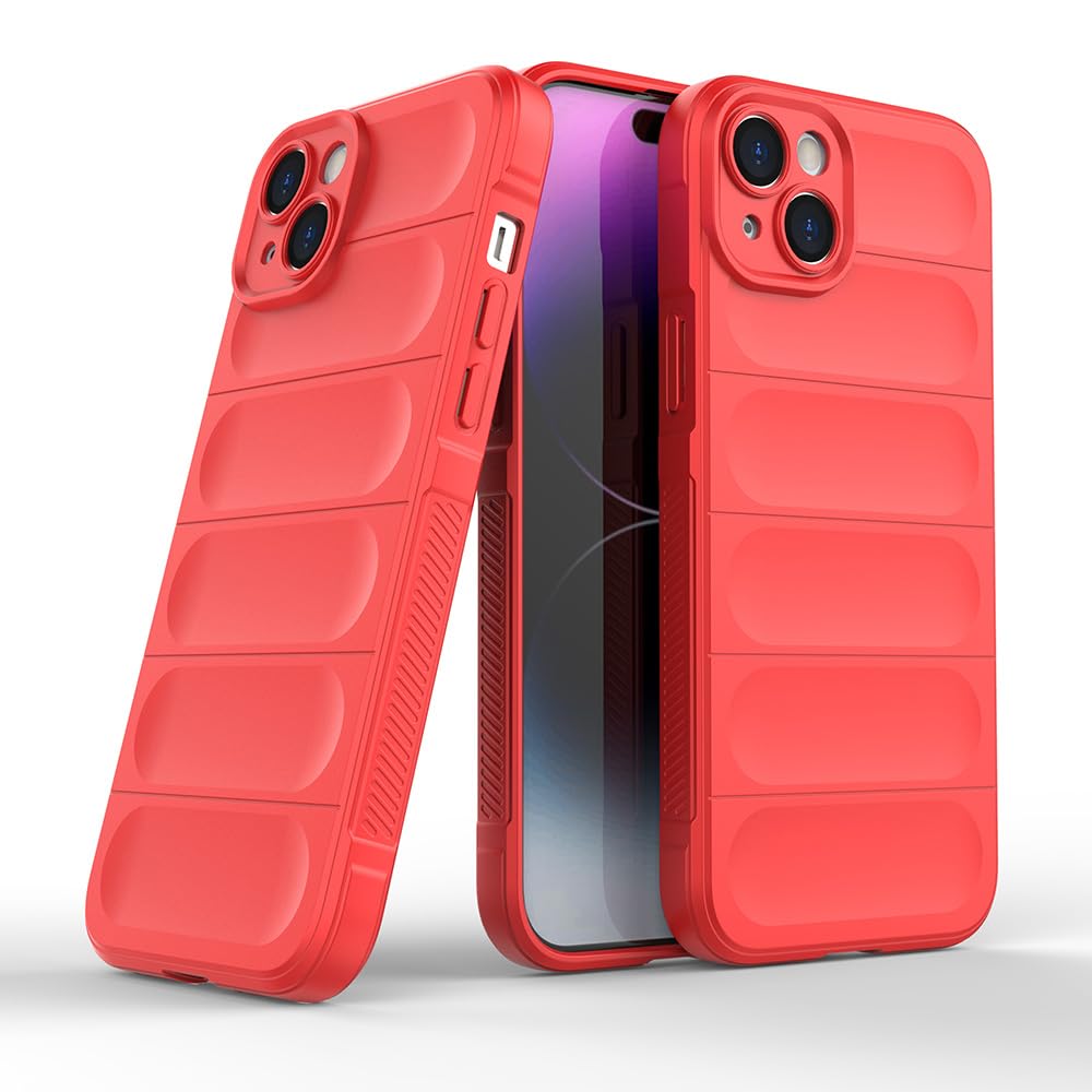 Amazon Basics Basic Case for Apple iPhone 15 Plus (Silicone_Red)
