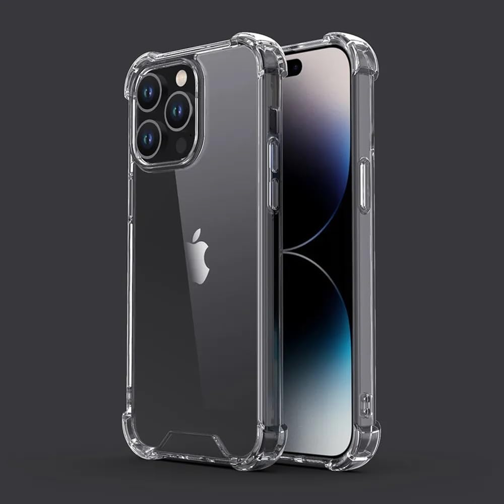 Amazon Basics Transparent Hard Back Soft Side Bumper Case Cover for Apple iPhone 14 Pro Max