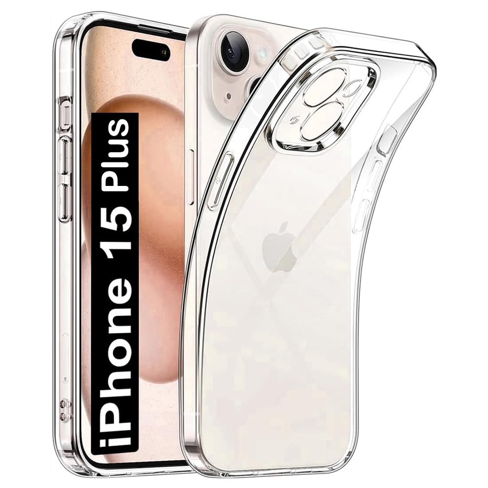 Amazon Brand- Solimo Basic Case for Apple iPhone 15 Plus (Silicone_Transparent)