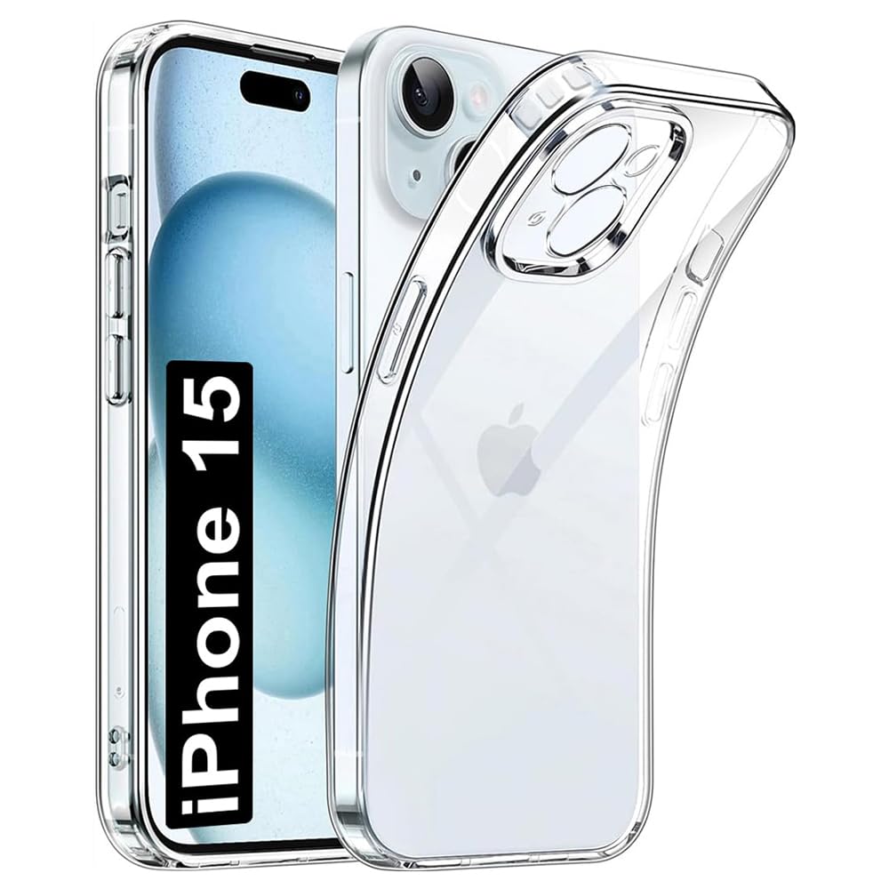 Amazon Brand- Solimo Basic Case for Apple iPhone 15 (Silicone_Transparent)