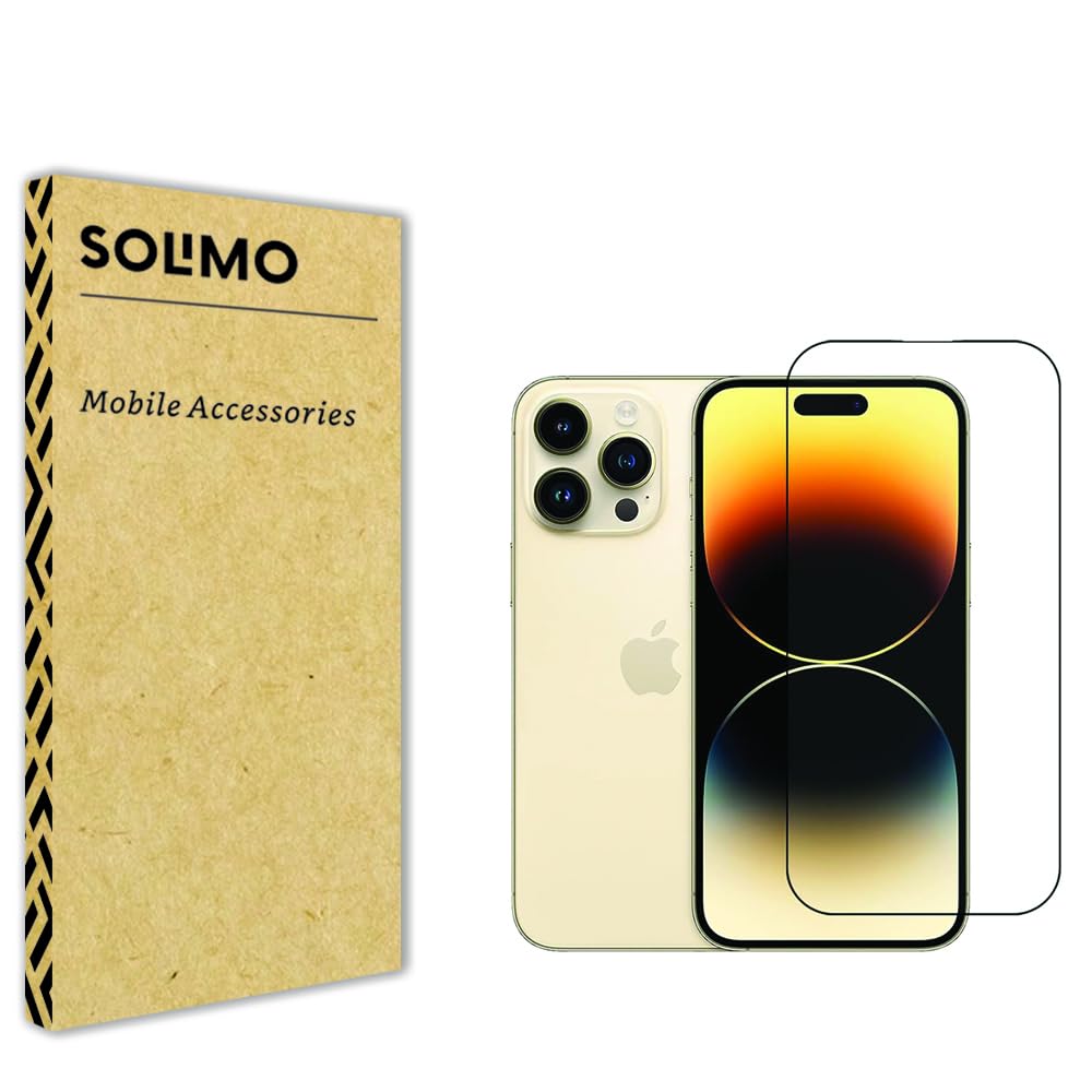 Amazon Brand - Solimo Edge-To-Edge Protector Tempered Glass Screen Protector for iPhone 14 Pro Max | Easy Installation Kit (Black)