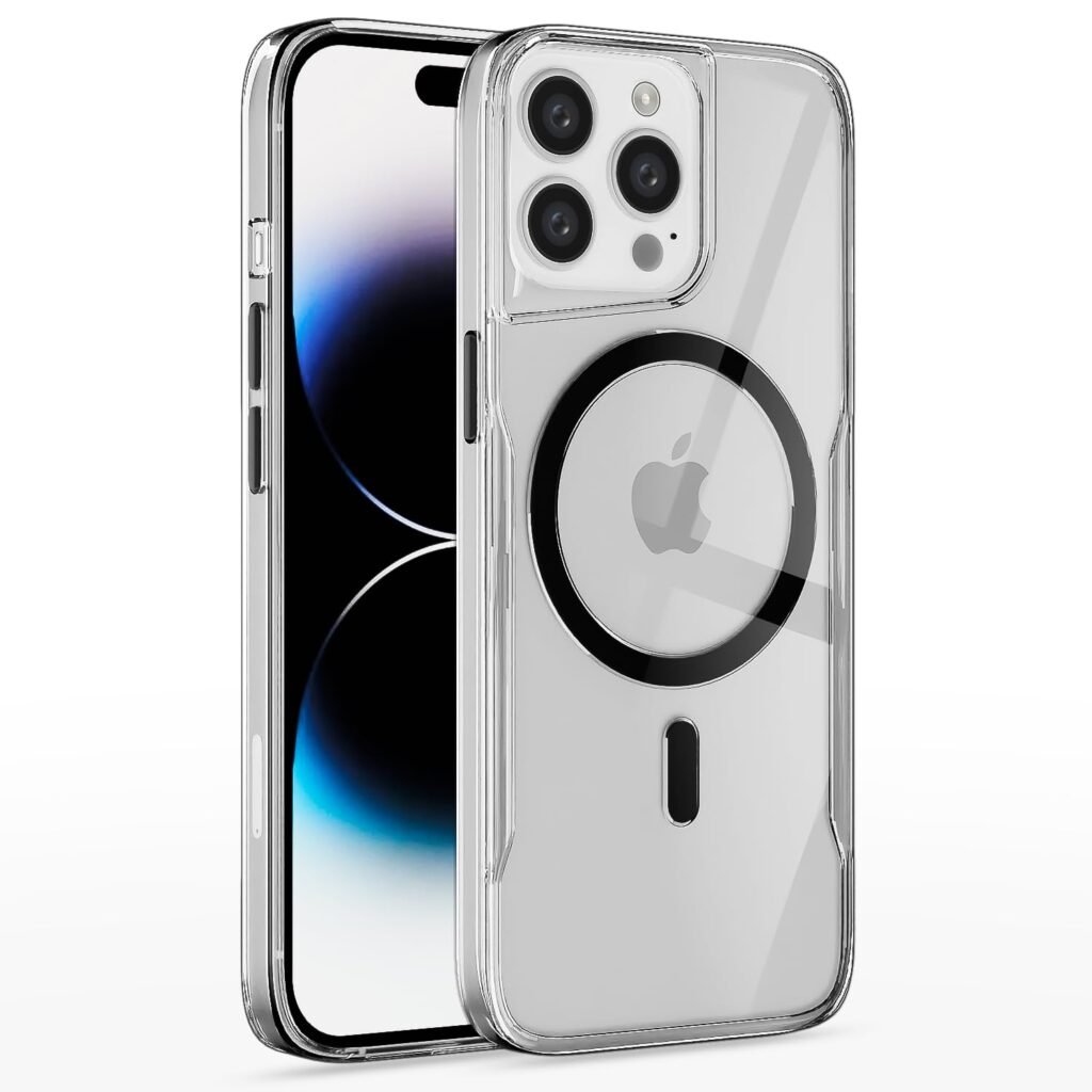 Amazon basics Back Cover for iPhone 14 Pro Max| Raised Camera Protection | Wireless Charging Magnetic Mag-Safe Case | Shockproof PC Hard Cover