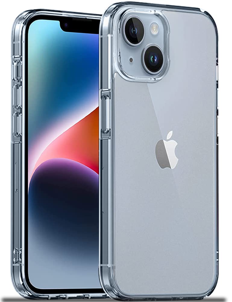 AmazonBasics Polycarbonate Ultra Hybrid Matte Camera Protection Back Cover Case For Iphone 14 - Translucent and Clear Matte