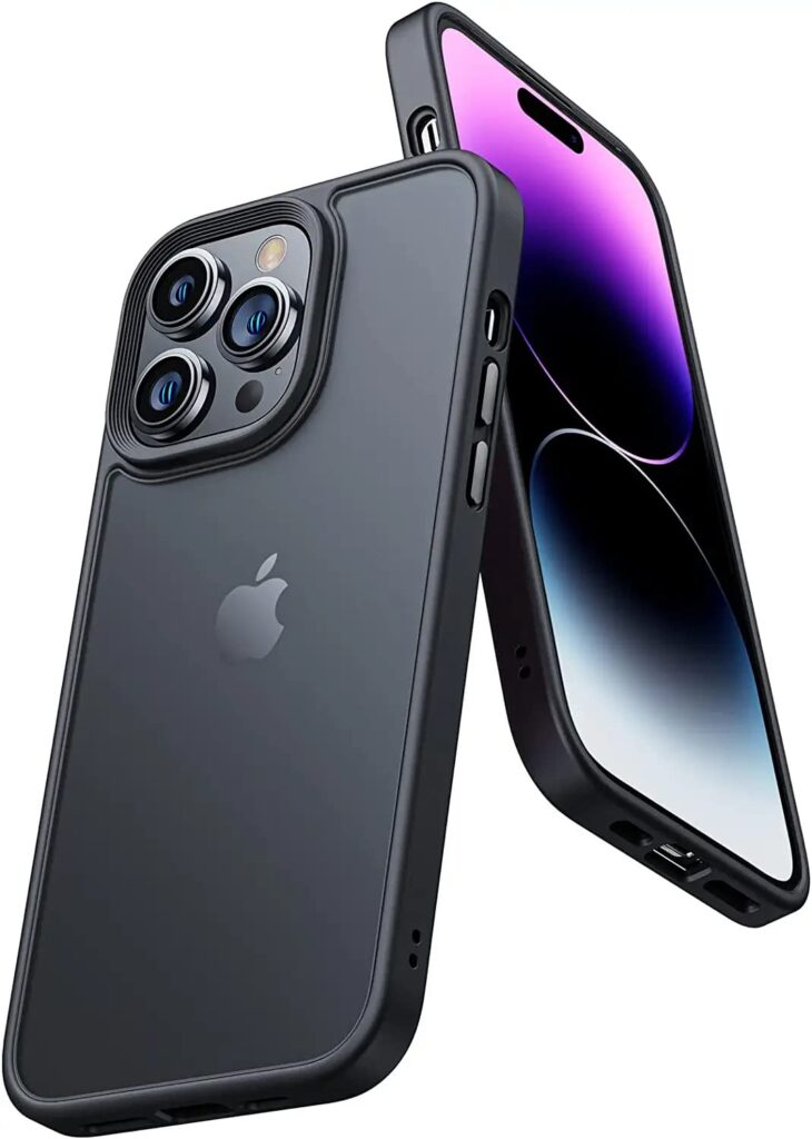 Amozo Designed for iPhone 14 Pro Max Cover | Defence Series Matte Camera & Drop Protection Back Cover Case for iPhone 14 Pro Max (Polycarbonate|Translucent Back) (Matte Black)