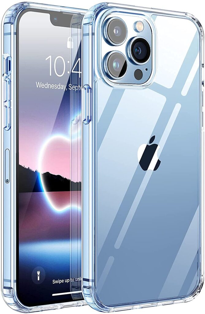 Amozo Ultra Hybrid Camera and Drop Protection Back Cover Case for iPhone 13 Pro Max (TPU + Polycarbonate | Crystal Transparent)