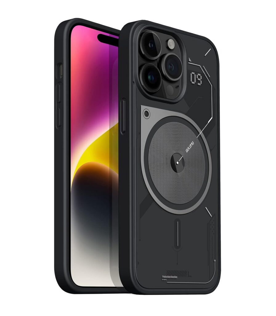 Aulumu A15 Iphone 14 Pro Max Case For Magnetic Case Compatible With Magsafe Semitranslucent Matte Cover, Hard Shell Case, Anti-Fingerprint, Slim Soft TPU Frame, 6.7Inch, Black