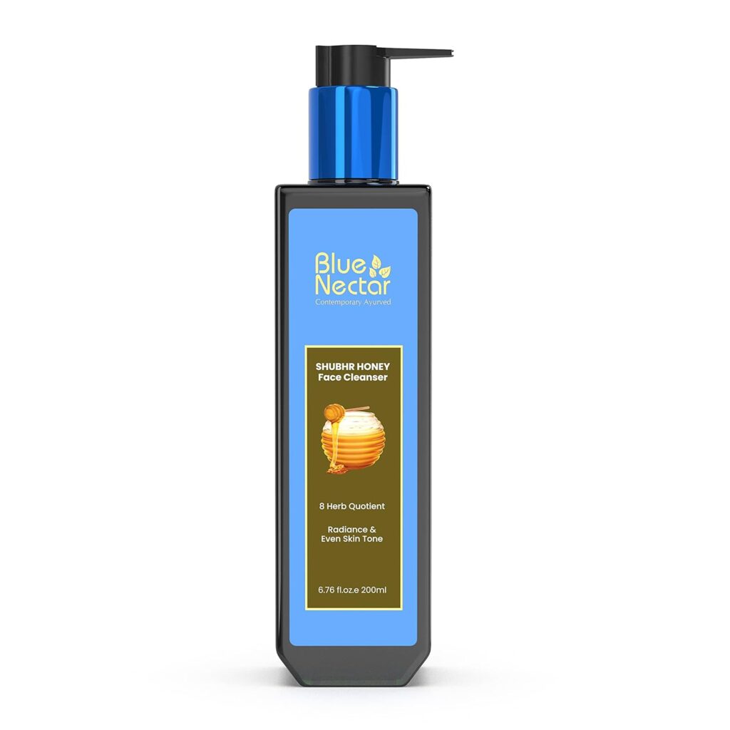 Blue Nectar Ayurvedic Tan Removal Face Wash for Glowing Skin Honey Aloe Vera Detan Face Wash for Dry Skin Oily Skin and Combination Skin (8 Herbs, 200ml)