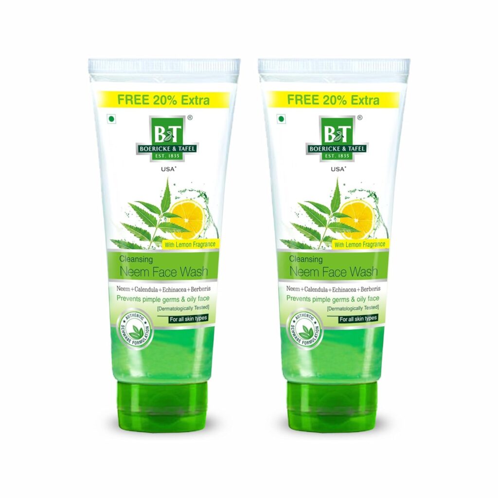 Boericke & Tafel Cleansing Neem Face wash - for clear and glowing skin enhanced with Calendula (Pack of 2)