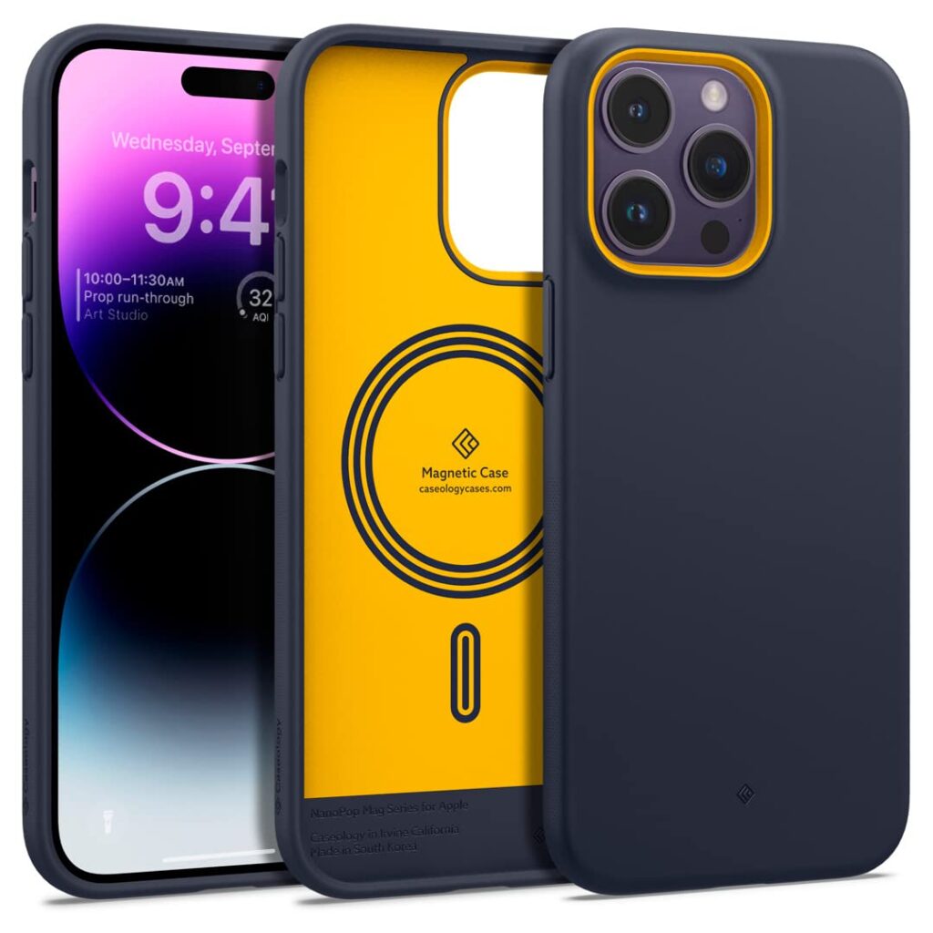 CASEOLOGY by Spigen Nano Pop Mag Back Cover Case Compatible For iPhone 14 Pro Max (TPU and Polycarbonate|Blueberry Navy)