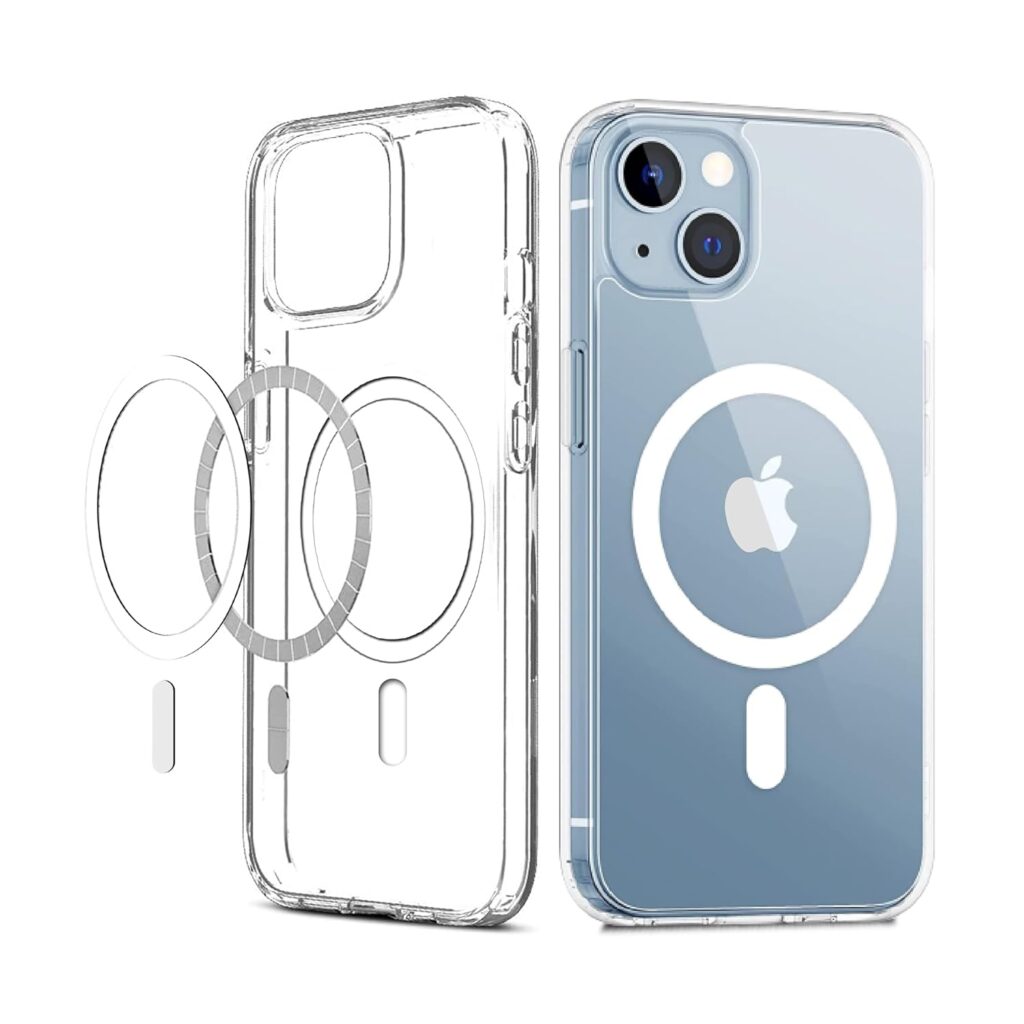 CEDO Magfit Cover for iPhone 14 Plus | Mag-Safe Wireless Charging | Designed with Magnetic Lock Shockproof Phone Bumper Transparent Back Case Cover (Transparent)