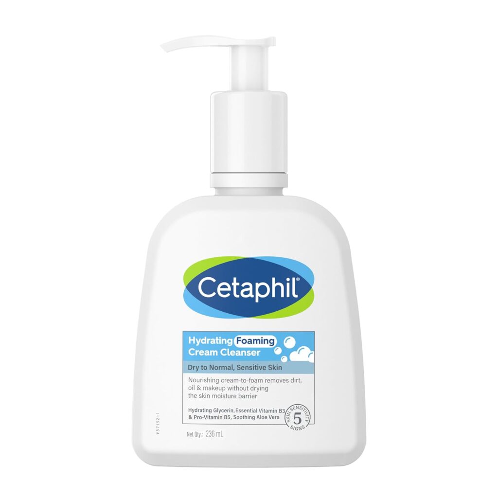 Cetaphil Hydrating Foaming Face Wash for Men and Women | Pollution Defense Cream-to-Foam Cleanser with Niacinamide, Pro-Vitamin B5 & Aloe, 236ml | Removes 97% Pollution Micro-Particles | Gentle Yet Deep Clean
