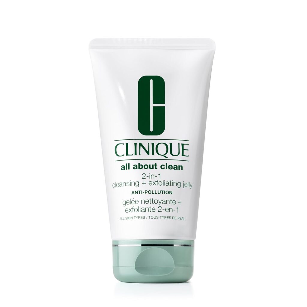 Clinique All About Clean 2-in-1 Cleansing + Exfoliating Jelly, Face Cleanser & Exfoliator With Salicylic Acid For All Skin Types, 5 Fl Oz