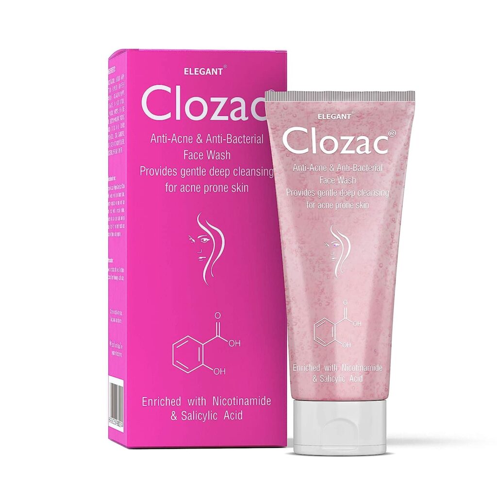 Clozac Anti Acne Facewash 60ml | Acne Purifying Cleanser | 2% Salicylic Acid | Tea Tree Oil, Aloevera, Vitamin E | For Acne Prone and Oily Skin | Men and Women