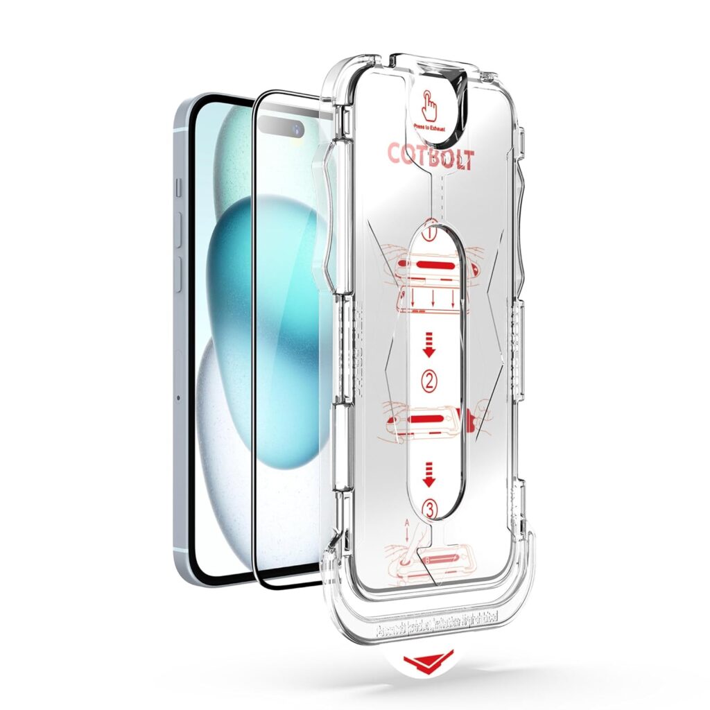 Cotbolt Tempered Glass for iPhone 15 Plus/iPhone 16 Plus Screen Protector with (Easy Installation Kit) Anti Scratch, Bubble Free