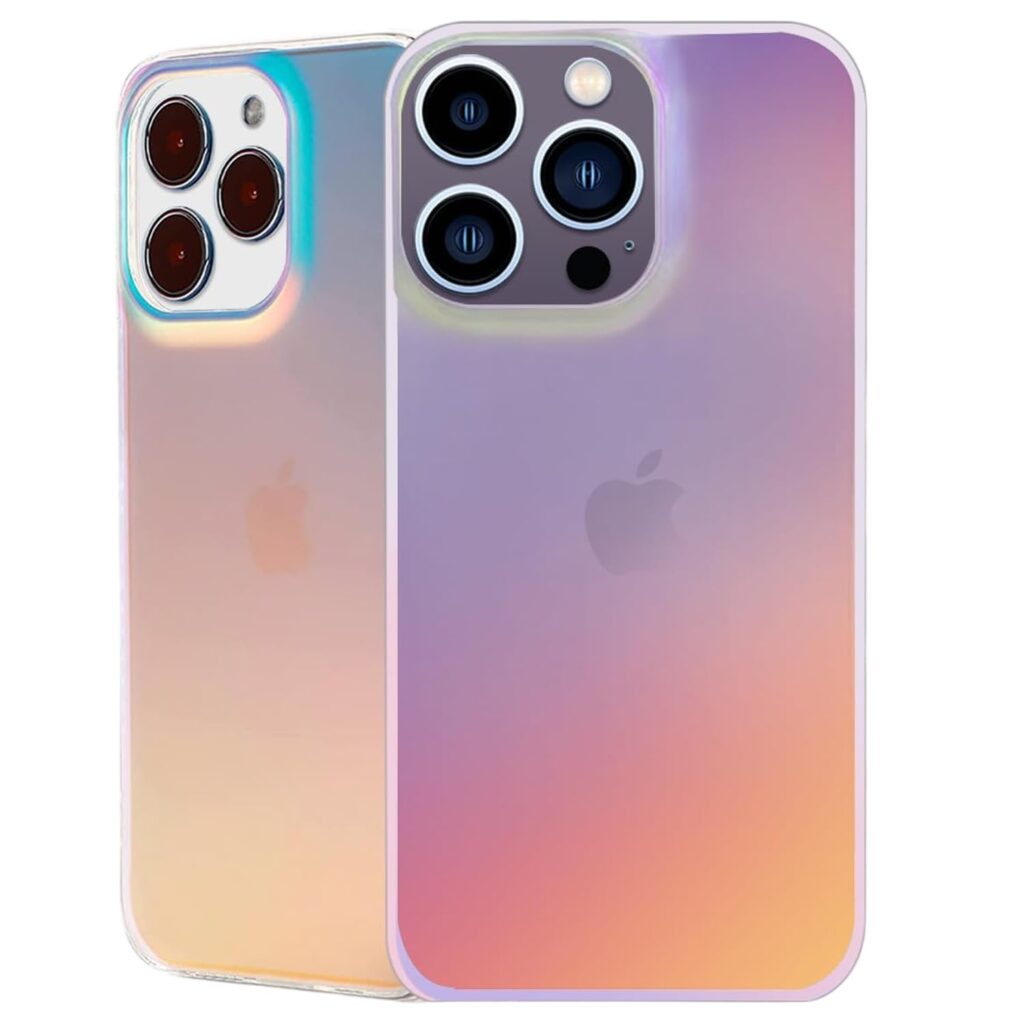 DIZORO Compatible with iPhone 14 Pro Max Case Premium Designer Lightweight Mobile Accessories Trendy Fluorescent Iridescent Matte Designed for Women Men Girls Scratch Resistant Shockproof - 6.7 inch